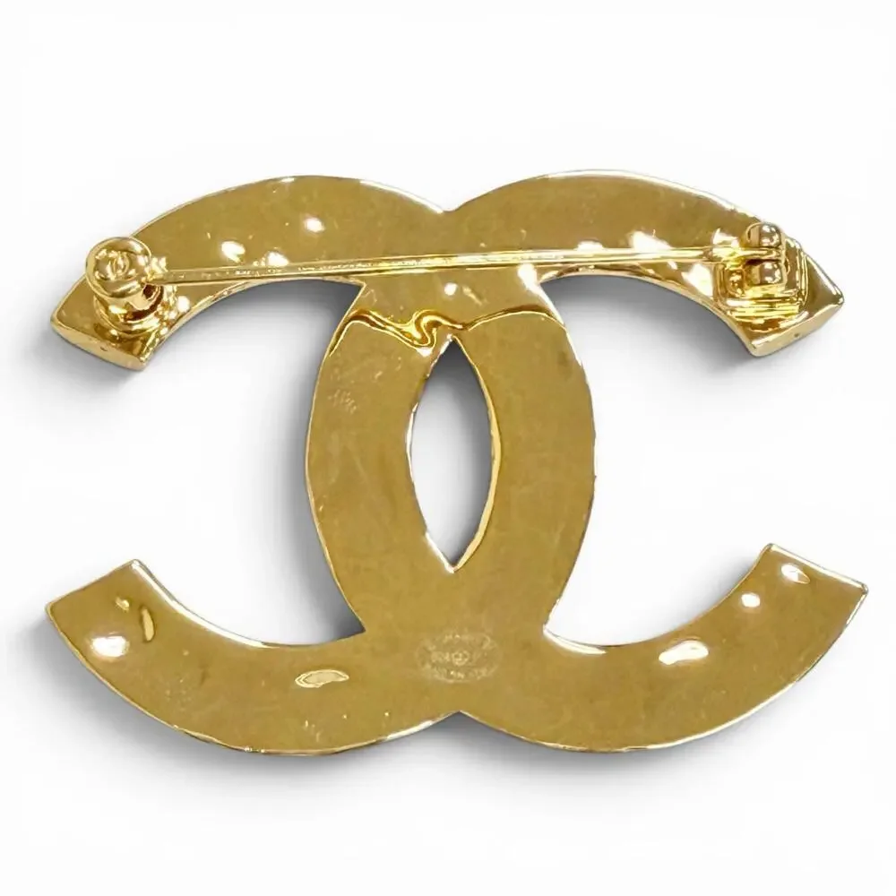Chanel Cc Logo Brooch Gold-Tone Metal #266422C12B